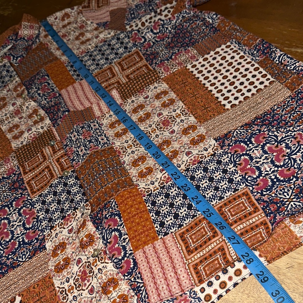 Rose & Olive Patchwork Button-Up Shirt Lightweight - image 5